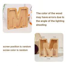 1pc A-Z Coin Piggy Bank, Wooden Transparent Coin Storage Box, Acrylic Decorative Creative Coin Bank To Improve Children's Saving Ability, Birthday Gift For Boys