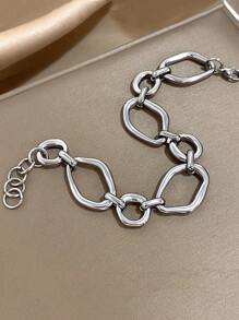 1 pièce Bracelet minimaliste asymétrique en acier inoxydable pour femmes. Bracelet empilable pour la vie quotidienne, les fêtes, les cadeaux de Noël et de bijouterie