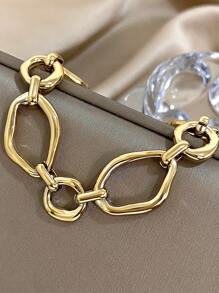 1 pièce Bracelet minimaliste asymétrique en acier inoxydable pour femmes. Bracelet empilable pour la vie quotidienne, les fêtes, les cadeaux de Noël et de bijouterie