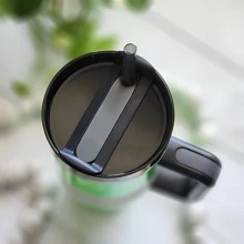 Compatible With  40 Oz H2.0 Tumbler With Handle, Double Walled Vacuum Insulated Stainless Steel Water Bottle Premium Summer Drinkware Portable Handy Flask Travel Mug Iced Coffee Cup For Outdoor Camping, Hiking, Driving, Travel, Perfect Gift Idea - huỳnh quang màu xanh lá cây - Xem 3