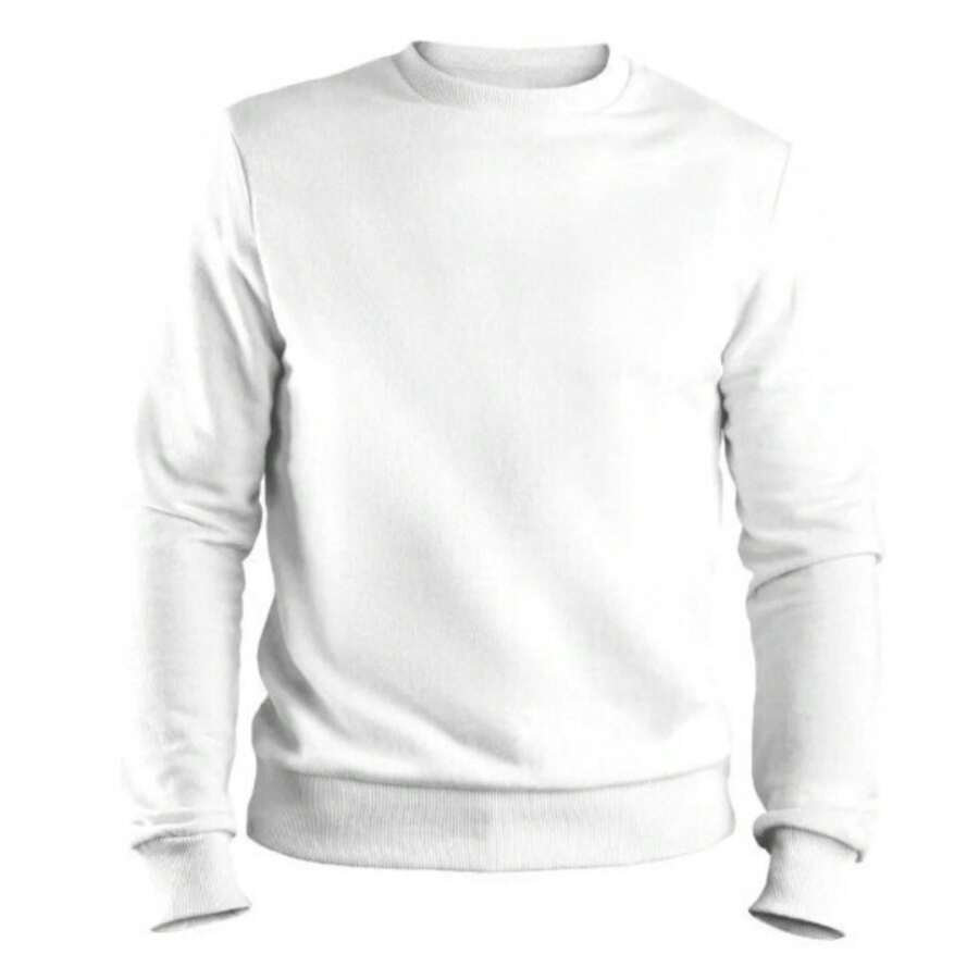 Plain Crew Neck Sweatshirt Unisex Cotton Men's Women's Coat Offer - White - View 1