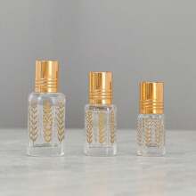 10pcs 3ml/6ml Glass Refillable Essential Oil Roll-On Bottles, Portable Mini Sample Lip Oil Containers - Gold - View 3