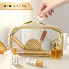 10pcs 3ml/6ml Glass Refillable Essential Oil Roll-On Bottles, Portable Mini Sample Lip Oil Containers - Gold - View 6