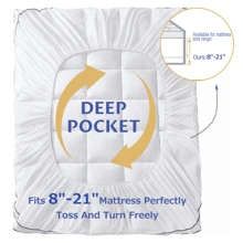 Samebed Extra Thick Mattress Topper, Quilted Fluffy Soft Mattress Pad Cover Protector With 8-21Inch Deep Pocket, Cooling Breathable Pillow Top Mattress Topper Overfilled With Down Alternative - trắng - Xem 6