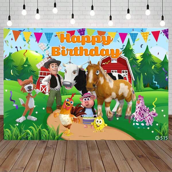 Green Grass Farm Party Theme Red Barn Door Animal Tractor Photography Background Shower Party Birthday Party Decoration Backdrops
