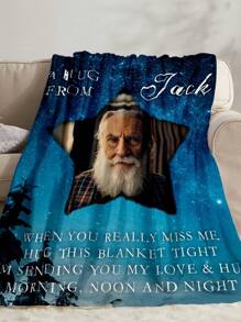 1 pieza Manta de franela personalizada con fotografía para cama, manta memorial personalizada - Regalo personalizado de luto por la pérdida de un ser querido, regalo de condolencias por la pérdida de papá, mamá, abuela, abuelo, esposo - Regalo de duelo, manta memorial personalizada, múltiples usos para sala de estar, sofá, exterior, playa, campamento