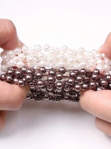 Elegant And Simple Full Faux Pearl High Elastic Mini Hair Tie, Pearl Hair Tie, Ponytail Bun Hair Tie For Women And Women, Suitable For All Seasons And Hair Types