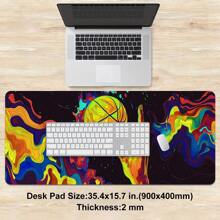 1pc Basketball Collides With Color Gaming Mouse Mat Pad Multi Size HD Design Table Mat Pad Natural Rubber With Non Slip Base Seam Design For Office, Gaming & Computer Accessories Gift For Friends & Family - Multicolor - View 3