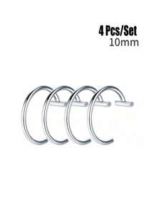 4pcs Fake Nose Rings, Stainless Steel Fake Lip Rings, Nose Clips, C-Shaped Lip Rings, No Piercing Required, Punk Style Body Jewelry, Unisex, Painless Wear