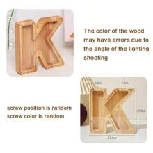 1pc A-Z Letters Coin Bank, Wooden Piggy Bank With Clear Window, Acrylic Decorative Creative Coin Jar, Exercise Children Saving Ability, Birthday/Valentine"S Day Gift For Boys - Multicolor - View 20