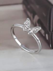 1pc Elegant Shiny Crown-Shaped Cubic Zirconia Ring, Suitable For Brides, Weddings, Parties, Eternal Ring For Women, Luxury High-Quality Jewelry - Silver - View 6