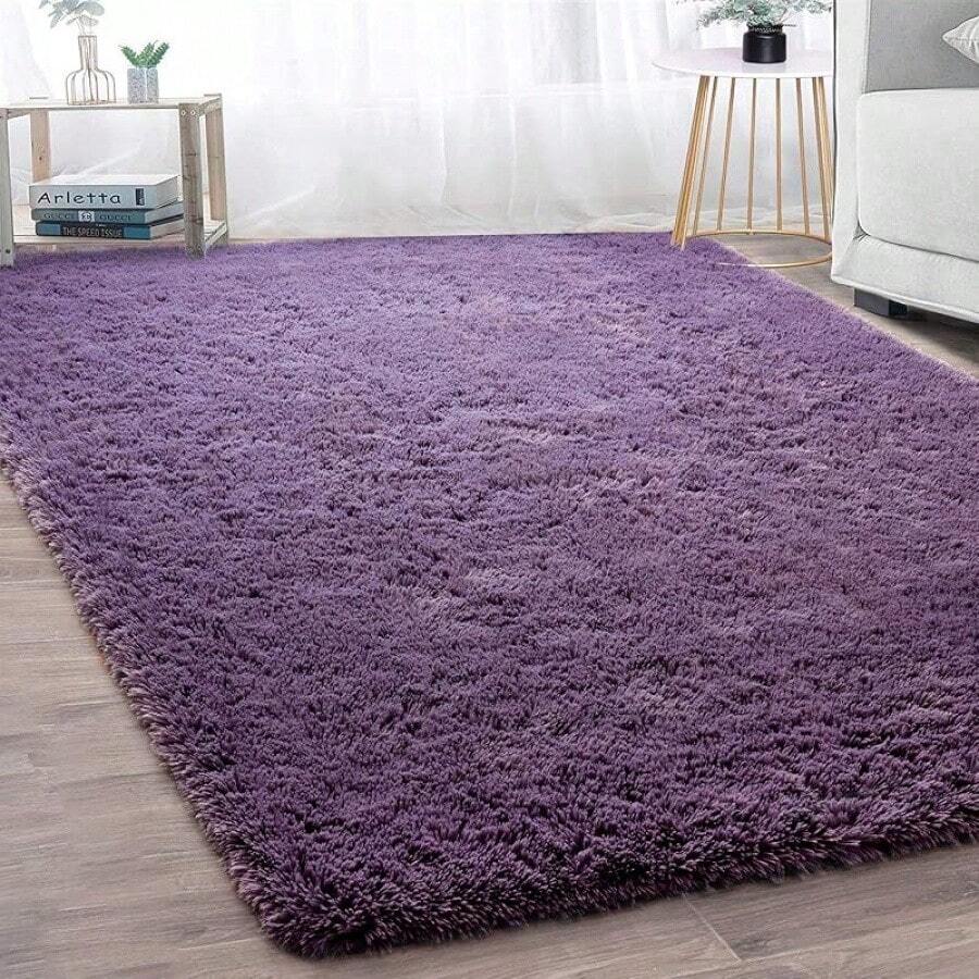 Merelax Soft Modern Indoor Shaggy Area Rug For Bedroom Livingroom Dorm Kids Room Home Decorative, Non-Slip Plush Fluffy Furry Fur Rugs Comfy Nursery Accent Floor Carpet 2x3 Feet, Grey - Grey-purple - 查看 1