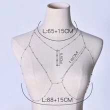 Sexy Women's Body Chain, Rhinestone Pendant Tassel Necklace, Sexy Chest Chain, Rhinestone Pearl Chain, Sexy Women Body Chain Jewelry, Rhinestone Pendant Tassel Necklace, Sexy Chest Decoration Chain, Fashionable Sexy Elegant Chain For Women, Elegant Sexy Women Necklace