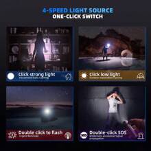 PHILIPS 1 szt. Latarka ładowana przez USB Mocna latarka o bardzo długim promieniu Przenośne domowe światła LED z 4 trybami oświetlenia Przetrwanie na świeżym powietrzu Oświetlenie zewnętrzne Awaria zasilania Światła awaryjne Do pracy w terenie, oświetlenie drogowe, piesze wędrówki, wspinaczka, prezenty na Święto Dziękczynienia i Boże Narodzenie