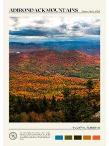 1 pieza Póster de escena de viaje a Nueva York con pintura en lienzo de las Montañas Catskill, Central Park y el Valle del Río Hudson para decoración de oficina y hogar sin marco