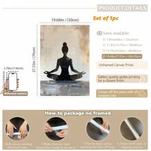 1 件，帆布挂画，带框装饰画，墙艺，海报，瑜伽海报，禅宗现代简约瑜伽姿势剪影画，瑜伽冥想海报印刷品 - 冥想墙艺，瑜伽室装饰，家居装饰艺术品