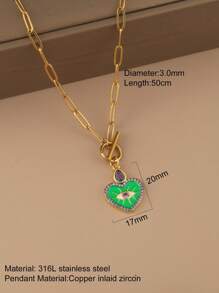 1 pieza Collar con colgante de ojo y corazón con cadena de cierre de acero inoxidable, joyería de moda para mujer, regalo de Halloween, San Valentín, mamá, madre, Día de la Madre