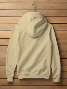Plain Sweatshirt With No Print And Hood  2042 - Màu Khaki - Xem 2