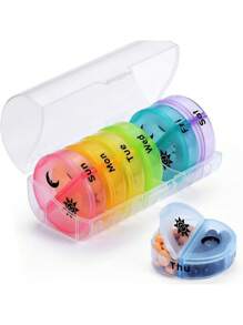Organizer settimanale per pillole da 2 volte al giorno, scatola portapillole da viaggio per 7 giorni, confezione per 2 volte al giorno (AM/PM), organizer portatile per medicinali, vitamine, olio di pesce e integratori