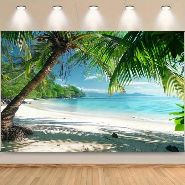 Tropical Summer Beach Photo Background Hawaiian Feast Blue Sky Seascape Outdoor Photo Props Photo Background Foot Decoration Props Party Photo Background