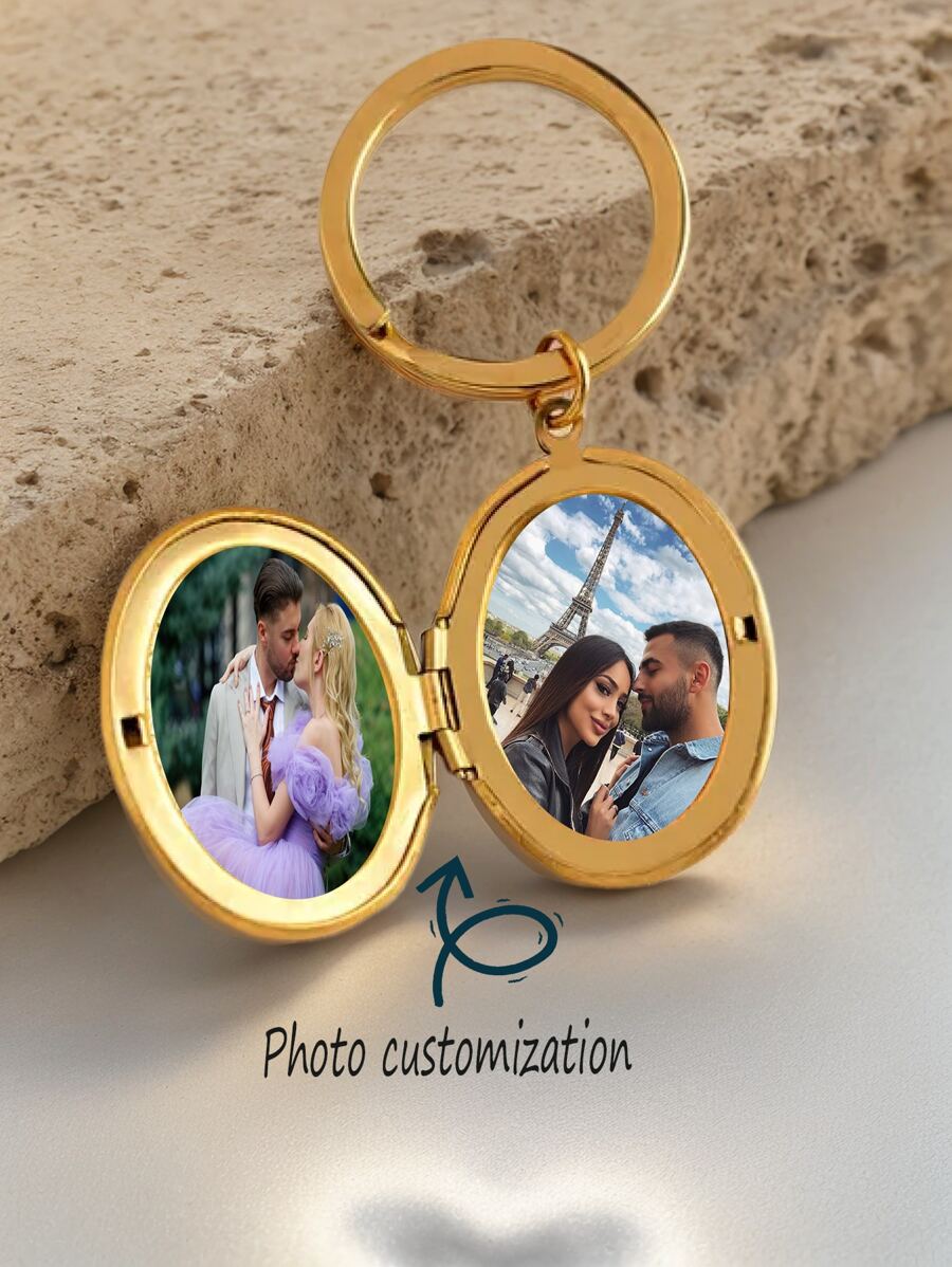 Personalized Locket Keychain,Locket Keychain With Photo,Locket Keychain,Locket With Photo,Personalized Locket With Photo,Oval Locket - Multicolor - View 1
