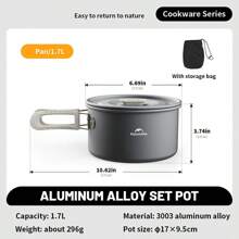 Naturehike Outdoor Cookware Set, Camping Cooking Utensils, Portable Kettle, Frying Pan, Pot, Aluminum Alloy, Material, Nesting Design - Multicolor - View 8
