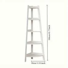 [1pc 3-Shelf Multi-Functional Bookshelf] 1pc Modern Nordic-Style PP Corner Bookshelf - Multi-Functional White Storage Rack With 3 Shelves For Office, Home Study, Balcony Flower Display & More