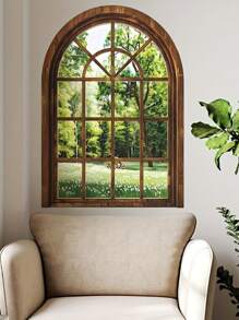 mama look 2 件可移除欧式草坪和森林景观墙贴，装饰性自粘壁画，适用于客厅、走廊、卧室礼物生日毕业房间装饰家居装饰墙壁装饰浴室装饰卧室装饰房间装饰用品客厅装饰家居装饰客厅墙纸 - 綠色 - 查看 1