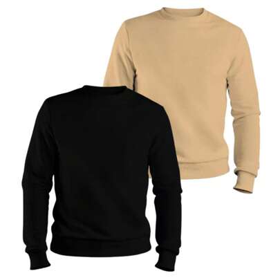 Kit 2 Moletom Masculino Liso Gola Careca Blusa De Frio Unissex Algodão