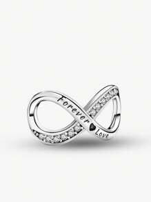 1 件时尚 925 纯银永恒爱情珠女式手链手镯 DIY 珠宝制作和日常服装搭配珠宝装饰女孩 - 銀色 - 查看 2