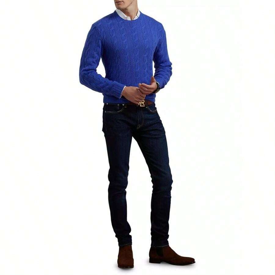 Ralph Lauren Cableknit Cashmere Sweater | | Men Sports Sweaters - Royal - View 1