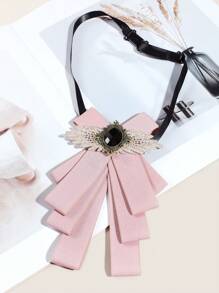 1pc Ladies' Casual Solid Color Imitation Gemstone Wing Bow Tie, Suitable For Dating, Party & Event Outfits Vintage  Christmas - Multicolor - View 21