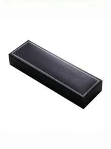 1 pieza Caja con tapa abatible personalizada con logotipo, caja de empaque negra con grabado, caja negra para bolígrafo, caja de cartón duro, caja de regalo de papelería, regalo de temporada de regreso a clases, regalo para estudiantes, suministros escolares - Negro - Ver 3