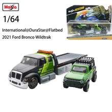 Burago 1:64 1988BMW M3 2021 Bronco Wildtrak Modified Car Transporter Set Simulation Alloy Flatbed Tractor Trailer Car Model Toy Christmas Birthday Gift For Collectors