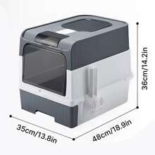 NetHong Self-Cleaning, Large-Capacity Litter Box With Drawer And Splash-Proof Litter Tray. Square Pet Toilet That Is Not Easy To Tip Over. Semi-Enclosed Litter Box To Prevent Odor. - Large Cat Litter Box - View 10