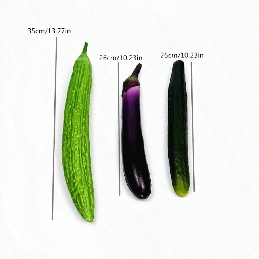 1pc Artificial Fake Vegetable Model, Realistic Cucumber, Eggplant And Bitter Gourd Prop, For Photography, Film/TV And Kitchen Decor Display Gifts Birthday Graduation - Multicolor - View 1