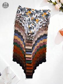 Set de 16 bragas de mujer cómodas y sin costuras con dobladillo ondulado - Multicolor - Ver 1