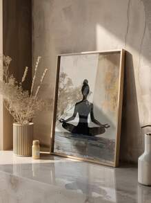 1 件，帆布挂画，带框装饰画，墙艺，海报，瑜伽海报，禅宗现代简约瑜伽姿势剪影画，瑜伽冥想海报印刷品 - 冥想墙艺，瑜伽室装饰，家居装饰艺术品
