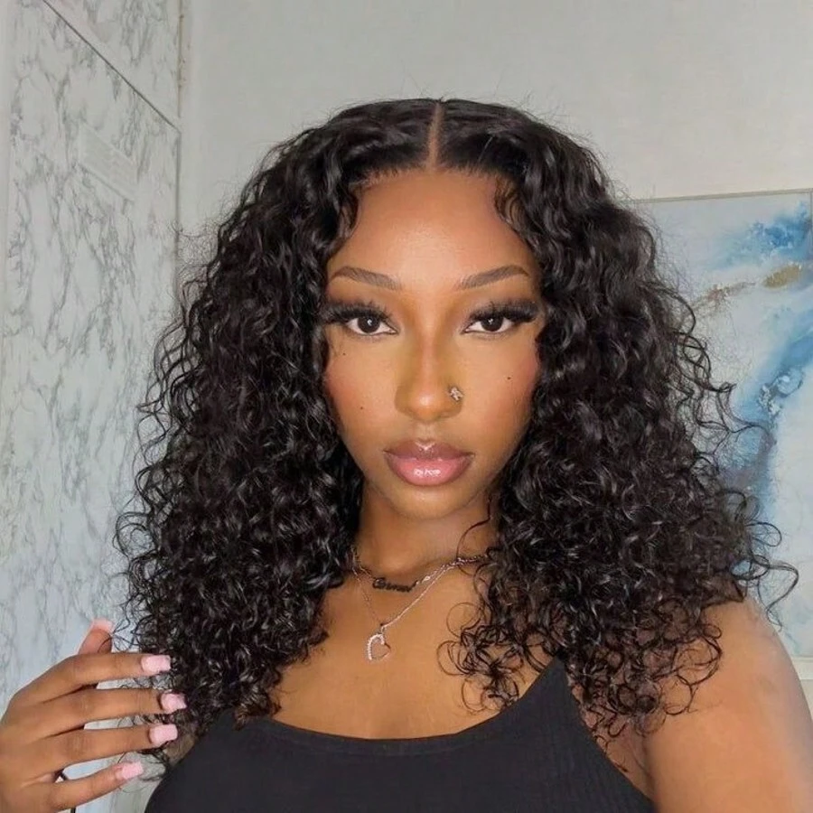 250% Human Hair Wig Cover Deep Curly Brazilian Transparent Lace Front Wigs Wet Wavy Human Hair 13x4 Ear To Ear Lace Frontal Wigs Deep Curly Wave Wig For Women With Baby Hair Natural Black - Natural Black - 查看 1