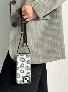 Lips 1pc Black Leopard Lip Print Detachable Crossbody/Shoulder Strap With 4mm Thick Rope, Protective Lens Circle, Soft TPU Phone Case Compatible With Iphone 15 Pro Max/15 Pro/15 Plus, 11-16 Series - Multicolor - View 5