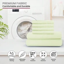LUX DECOR 6-Piece Embroidered Bed Sheet Set – Brushed Microfiber, Deep Pocket, Lightweight & Breathable – Graduation Gifts, Home Decor, Sleep Protection For Dorms, Student Beds, Back‑To‑School Gift, Soft Bed Linens, Comfortable Sleep, Luxury Bed Set, Valentine's Day Bedroom, Spring Bedding Refresh, Guest Room Essentials, Dorm Room Bedding, Premium Bed Linens, Easy Care Sheets, Hypoallergenic Fabric, Year-Round Comfort, Master Bedroom Update, Matching Bedding Set, Hotel Quality Linens - 香草 - 查看 7