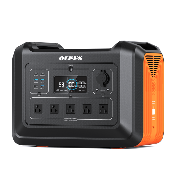 OUPES OUPES 2400W Portable Power Station 2232Wh Solar Generator 5 AC Outlets (5000W Peak), Emergency LiFePO4 Battery Generator For Home Backup Outdoor Camping RV
