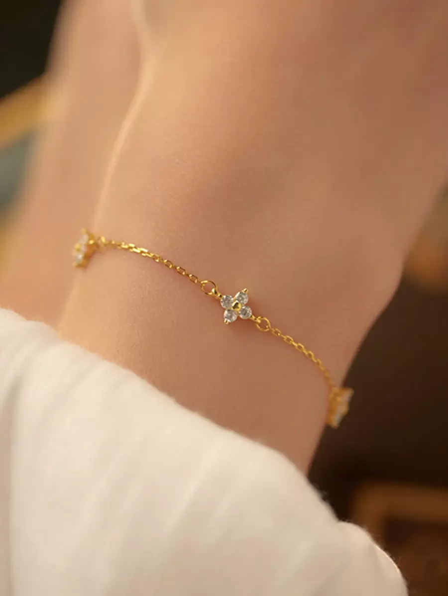 1pc High-End Floral Zirconia Embellished Constellation Bracelet