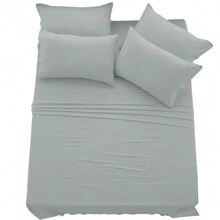 LUX DECOR 6-Piece Embroidered Bed Sheet Set – Brushed Microfiber, Deep Pocket, Lightweight & Breathable – Graduation Gifts, Home Decor, Sleep Protection For Dorms, Student Beds, Back‑To‑School Gift, Soft Bed Linens, Comfortable Sleep, Luxury Bed Set, Valentine's Day Bedroom, Spring Bedding Refresh, Guest Room Essentials, Dorm Room Bedding, Premium Bed Linens, Easy Care Sheets, Hypoallergenic Fabric, Year-Round Comfort, Master Bedroom Update, Matching Bedding Set, Hotel Quality Linens - 灰色 - 查看 8