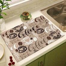 1pc Coffee Mat, Coffee Cup Drying Mat, Coffee Machine Countertop Mat, Coffee Enthusiast Rubber Tableware Drying Mat,  Kitchen Splash Proof Mat - Multicolor - View 5