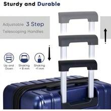 SHOWKOO Luggage Sets 3 Piece 100% PC Ultra Tough Hardside Expandable Suitcases Sets With TSA Lock Double Spinner Wheels (20in/24in/28in, White - Blue - View 5