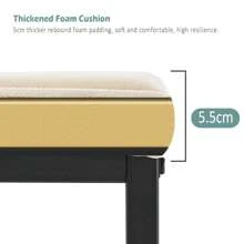 TUKAILAi banco comedor 100cm, banco pasillo con asiento grueso cojín de terciopelo, banco tapizado con patas de metal, banco cama armario banco cocina, banco armario dormitorio pasillo muebles