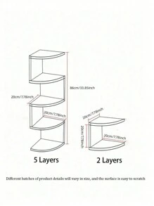 1 件全新设计壁挂式转角三角架，5 层半圆形浮动壁挂书架 - 彩色 - 查看 3