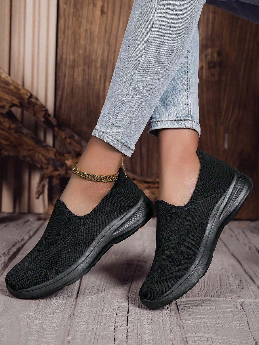 女士轻便舒适休闲步行便鞋 - 黑色 - 查看 1