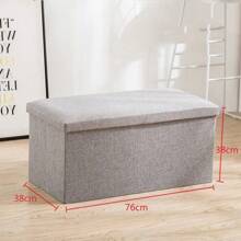 1pc Foldable Storage Stool Ottoman Seat Storage Box Toy Storage Box Foot Stool Home Stool, Multifunctional Storage Stool For Living Room, Bedroom, Two Size - Grey - View 1